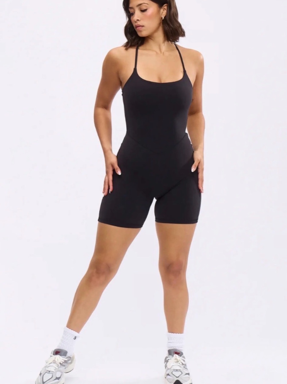 Women’s BuffBunny Black Scoop Neck Strappy Romper